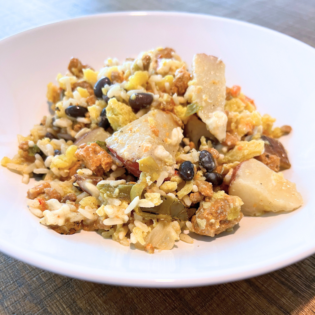 Chorizo, Egg, Potato and Rice Burrito Bowl